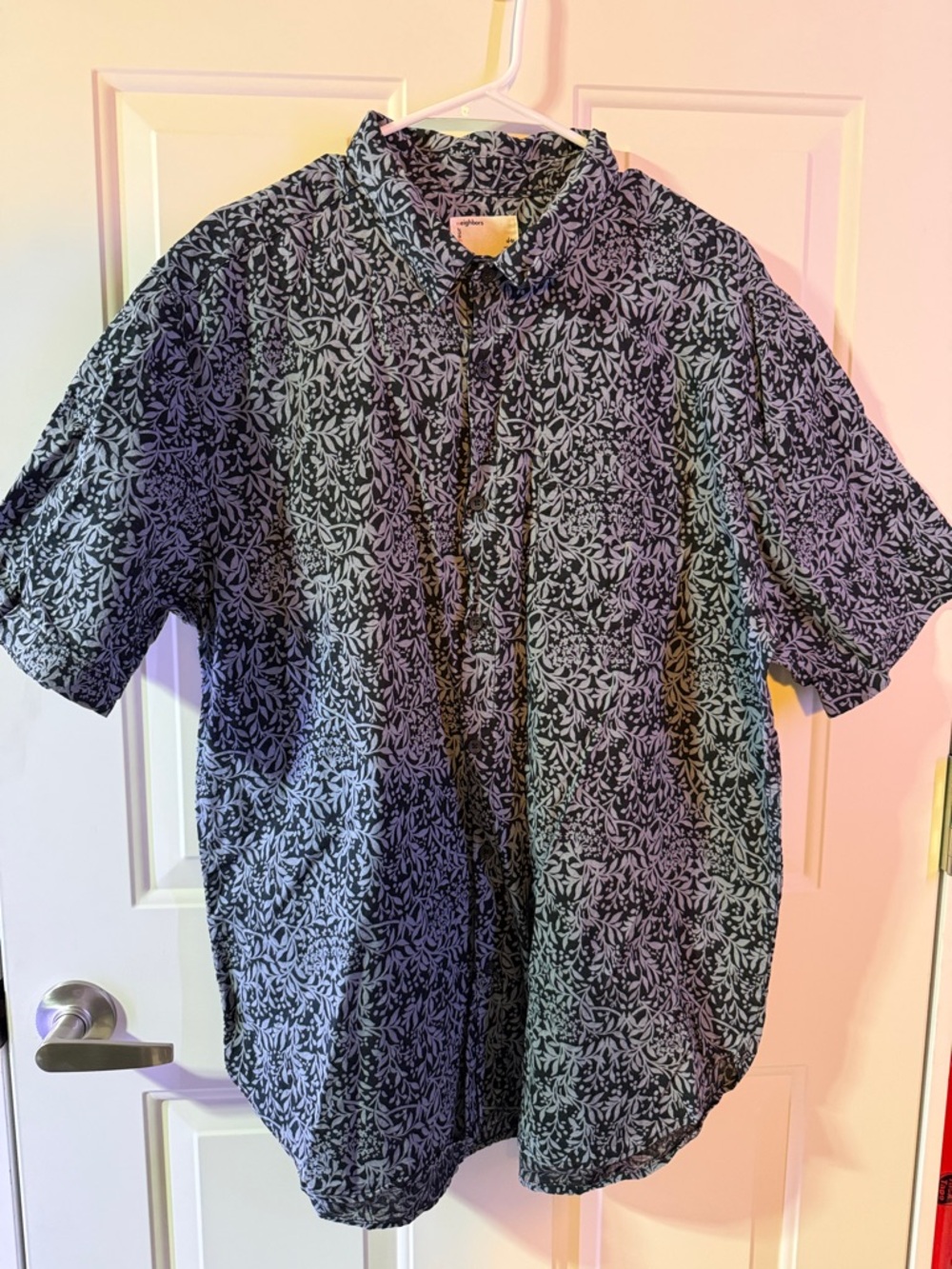 Your Neighbours XlargeShort-Sleeve Leaf Print Shirt - Blue